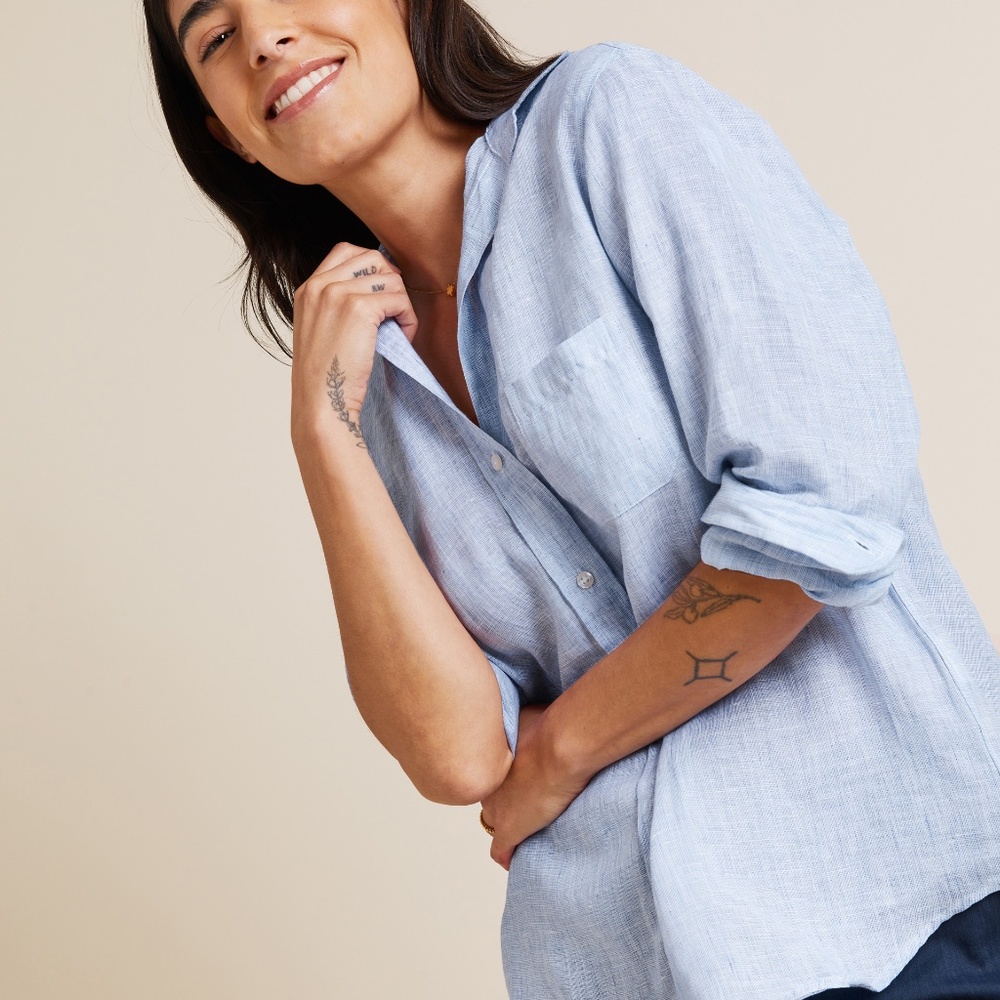 Light Blue Button Down Shirt for Women